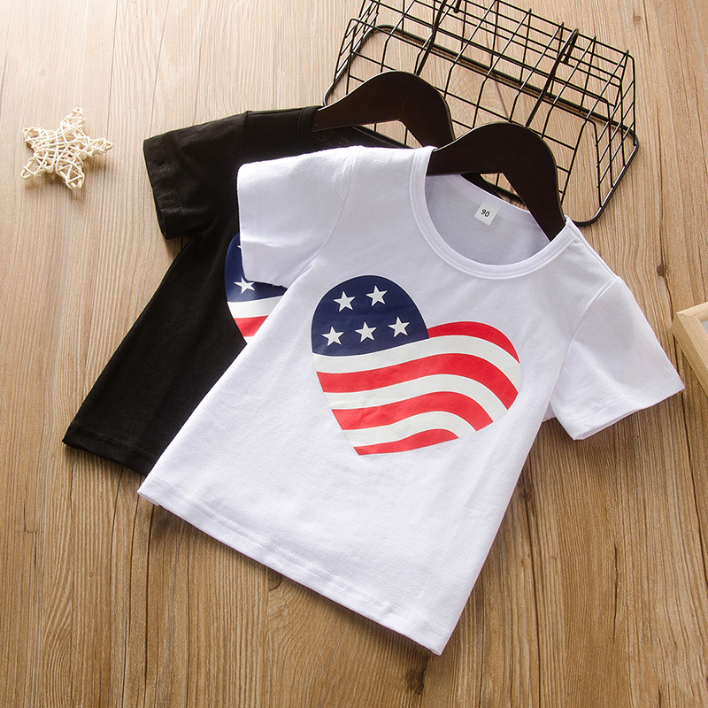 

Star and Striped Love Heart Print Baby Short-sleeve Cotton T-shirt