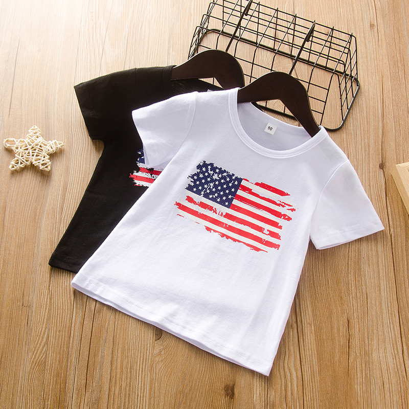 

America Flag Print Baby Short-sleeve Cotton T-shirt
