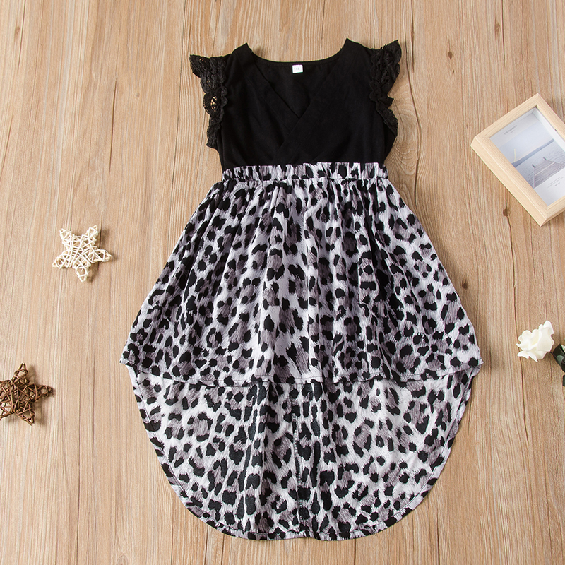 

Baby / Toddler Leopard Print Irregular Lace Decor Dress