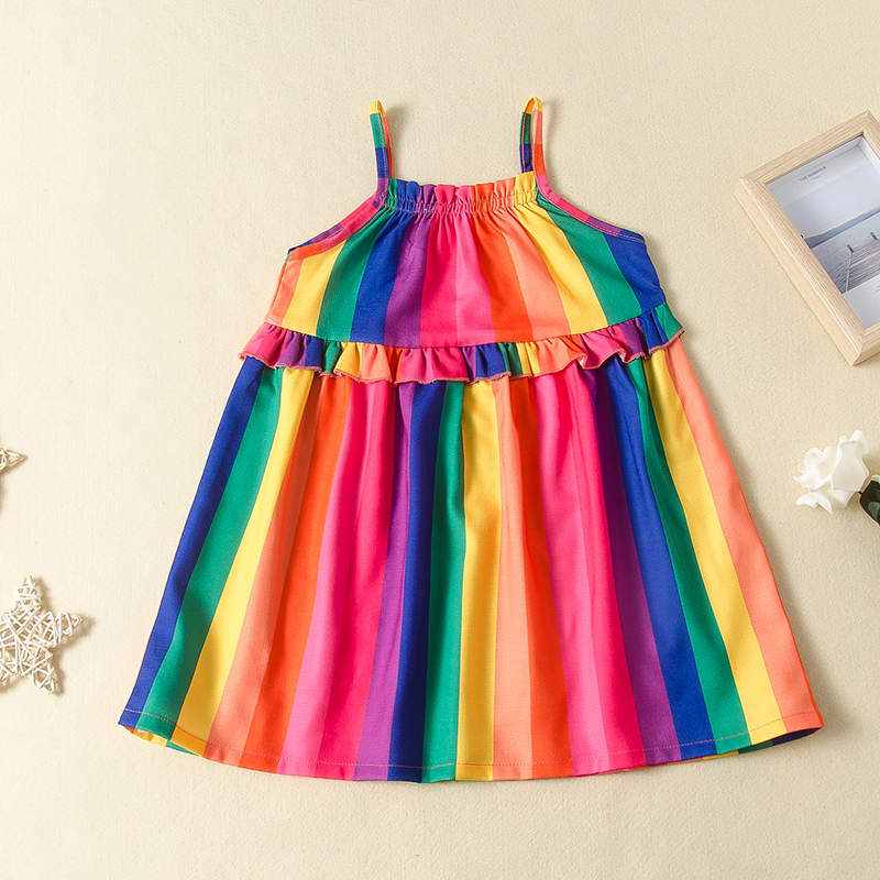 

Baby / Toddler Girl Colorful Rainbow Strappy Sleeveless Dress