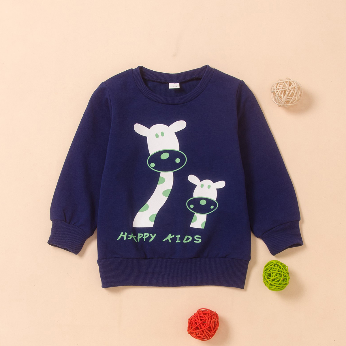

Baby / Toddler Boy Giraffe Letter Print Long-sleeve Pullover