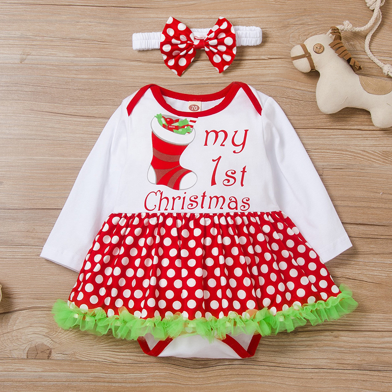 

Baby Girl Christmas My First Christmas Letter Romper and Headband