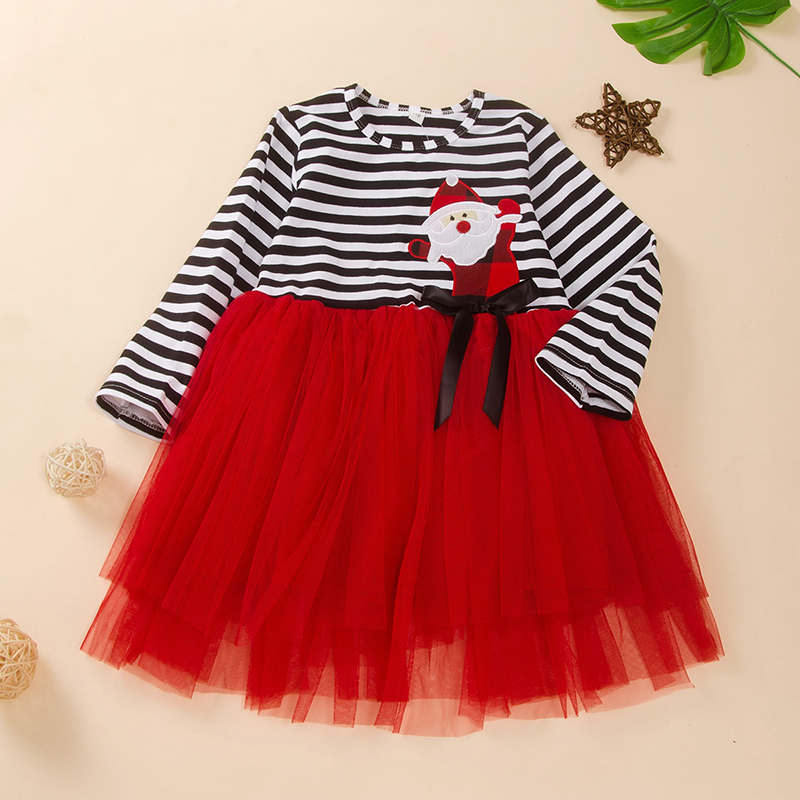 

Baby / Toddler Christmas Splice Long-sleeve Dress