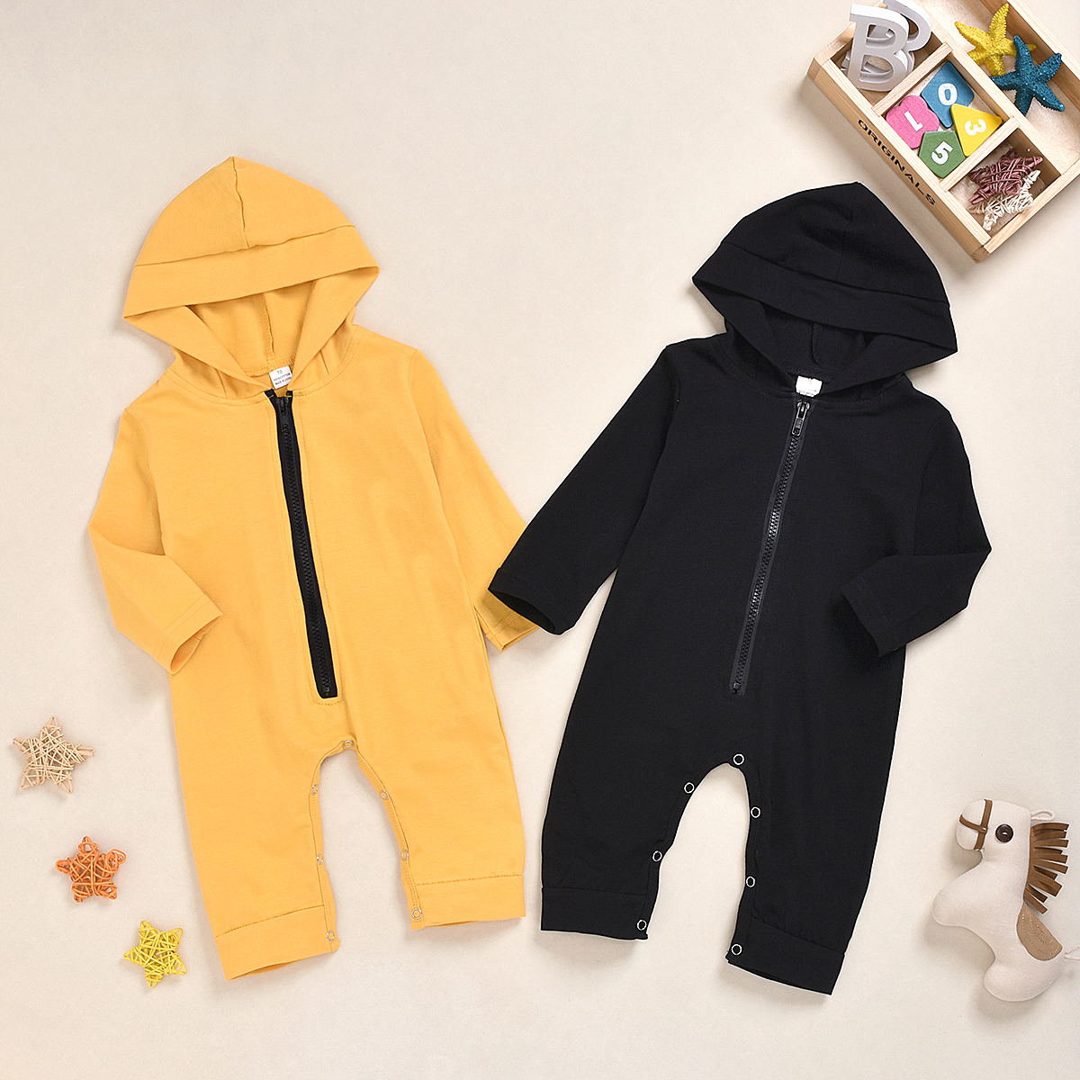

Baby Solid Hooded Jumpsuit