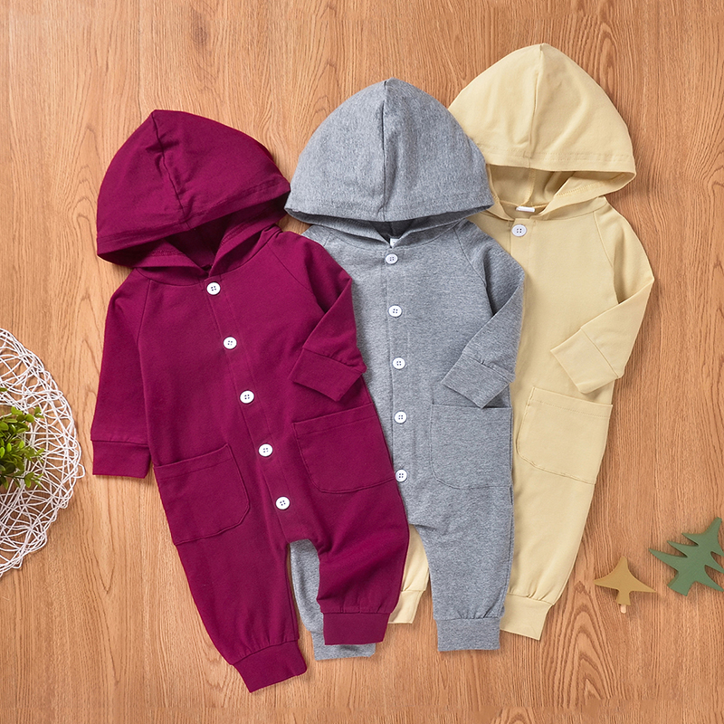 

Baby Unisex straight Jumpsuits Hooded Cotton Fashion Long Sleeve Infant Clothing Outfits