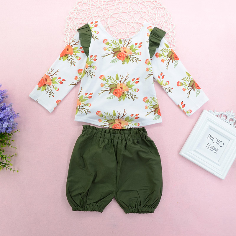 

2pcs Baby Girl Sweet Floral Baby's Sets Long-sleeve Cute Clothing Outfit