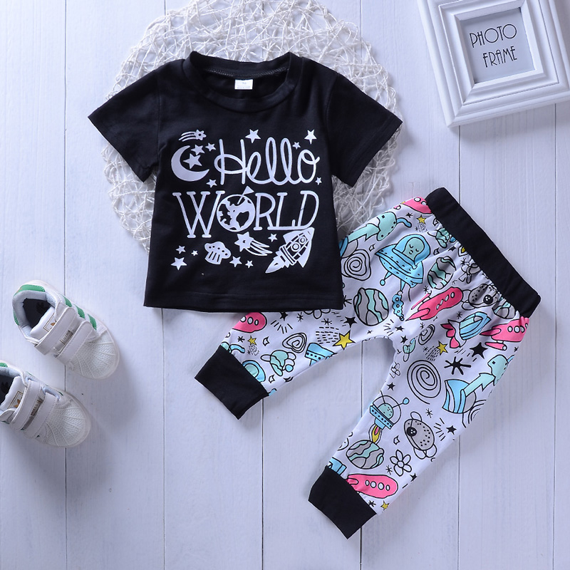 

2pcs Baby Unisex casual Baby's Sets Short-sleeve Infant Clothing Outfits