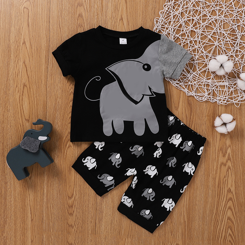

2pcs Baby Boy casual Animal & Elephant Baby's Sets Short-sleeve Fashion Infant Clothing Outfits