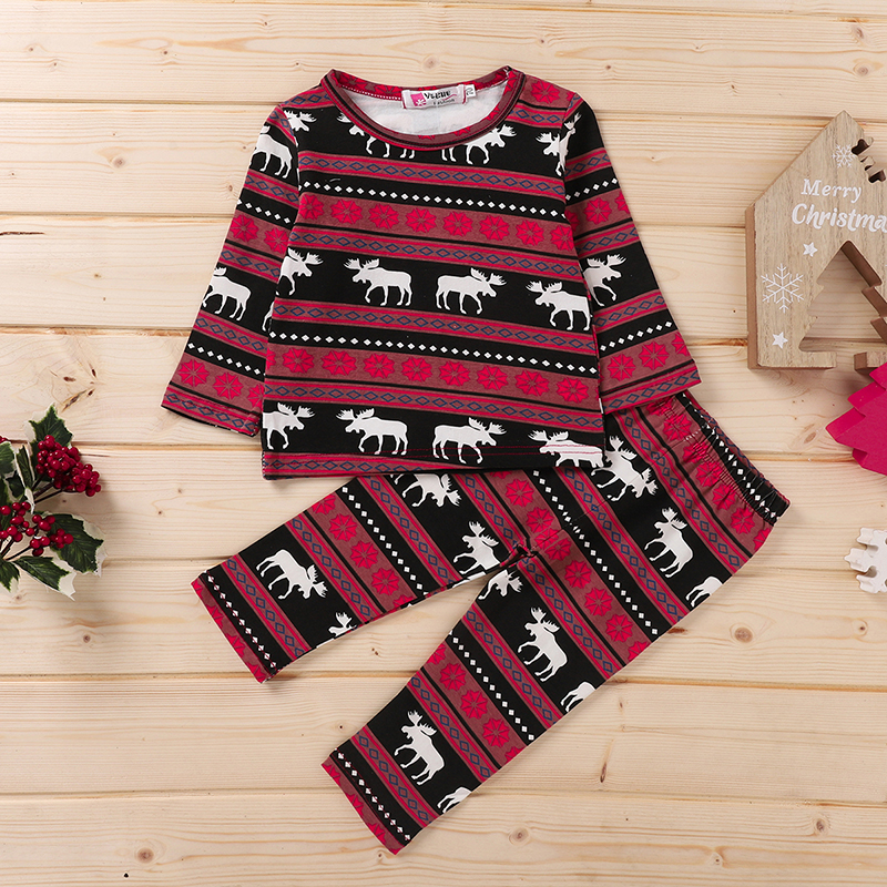 

2pcs Baby Unisex casual Animal & Elk Baby's Sets Christmas Long Sleeve Infant Clothing Outfits