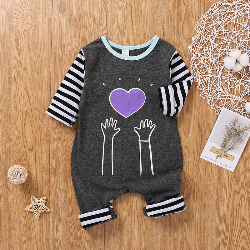 

Baby Heart Striped Jumpsuit