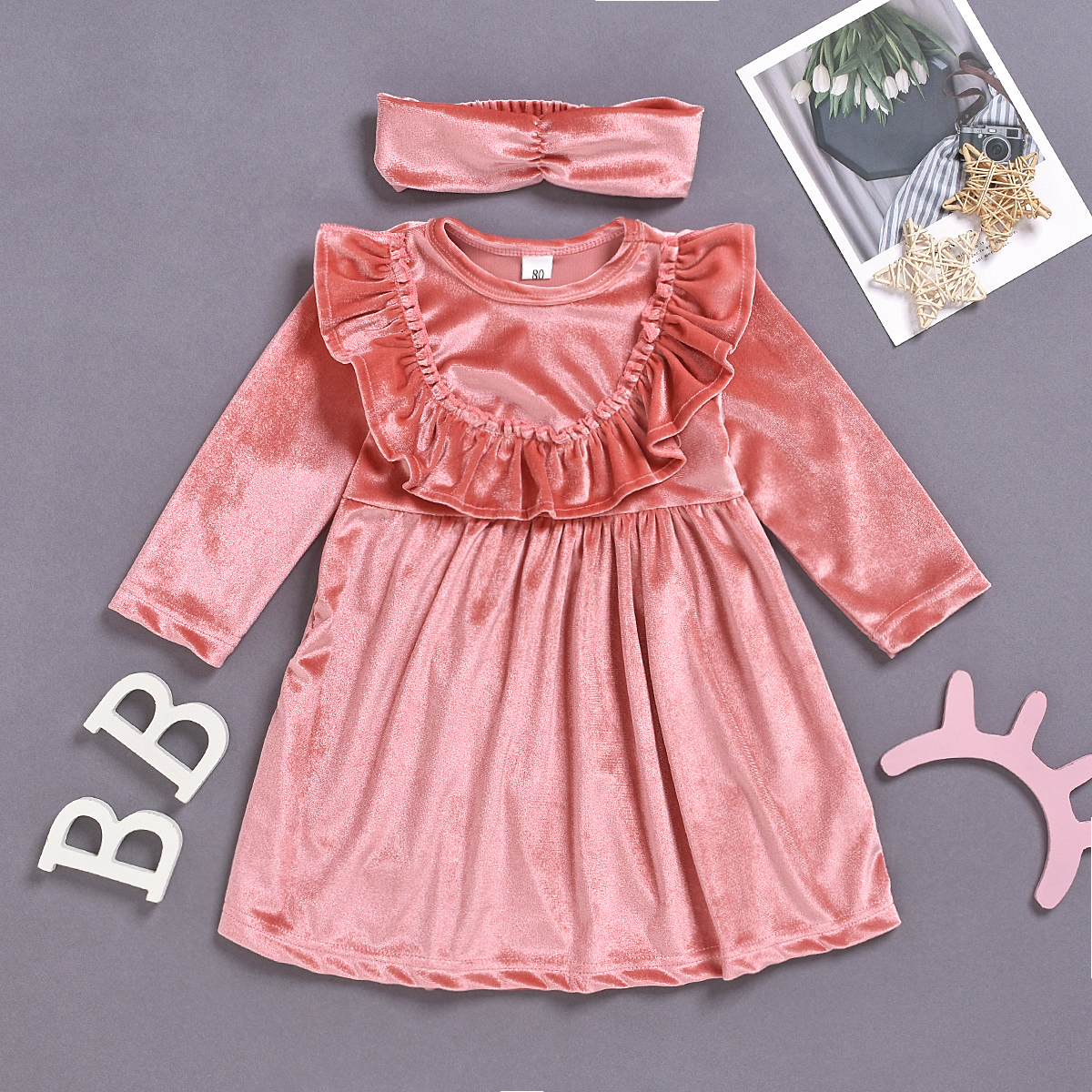 

Baby / Toddler Flounced Long-sleeve Dress