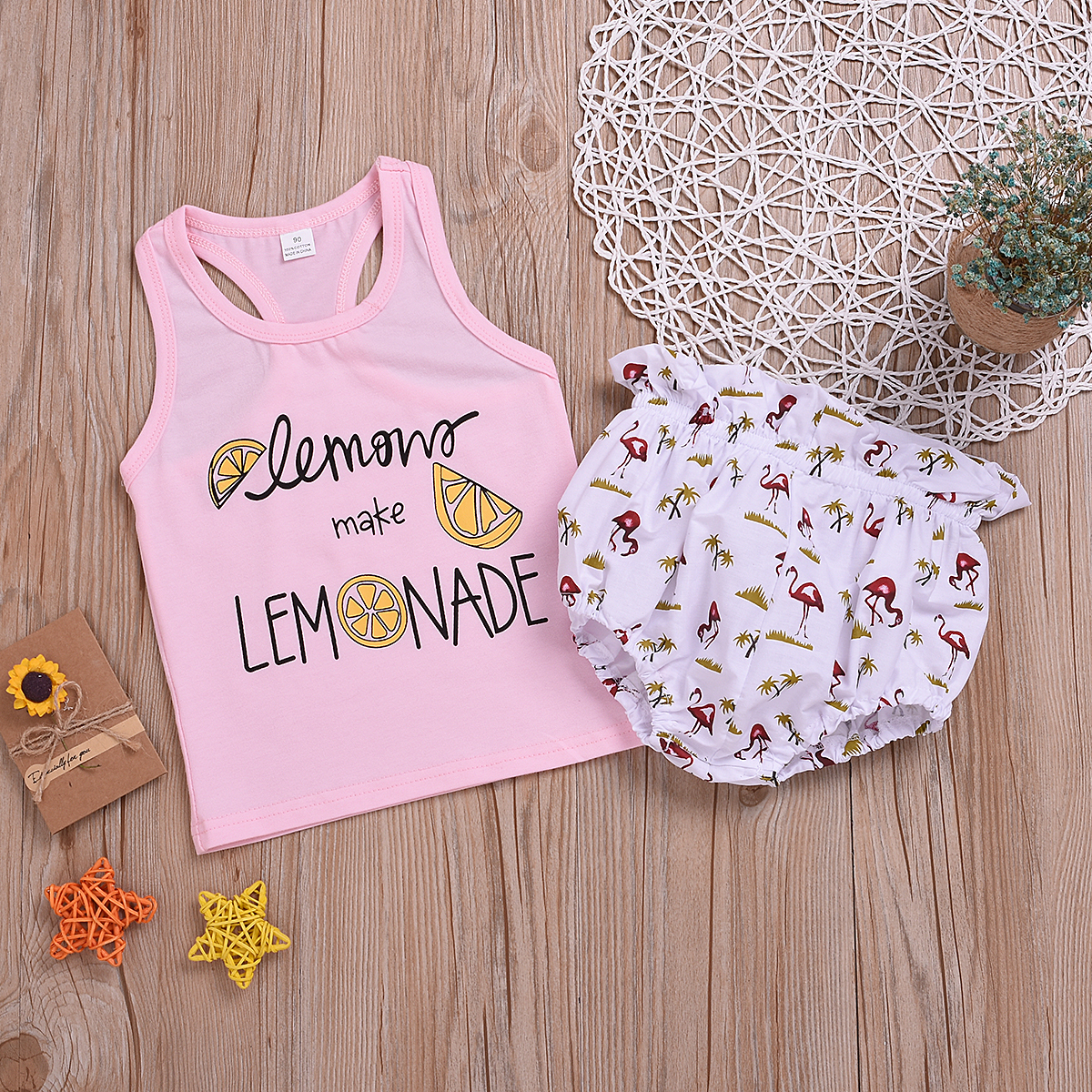 

2pcs Baby Girl Sweet Baby's Sets Sleeveless Fashion Infant Clothing Outfits