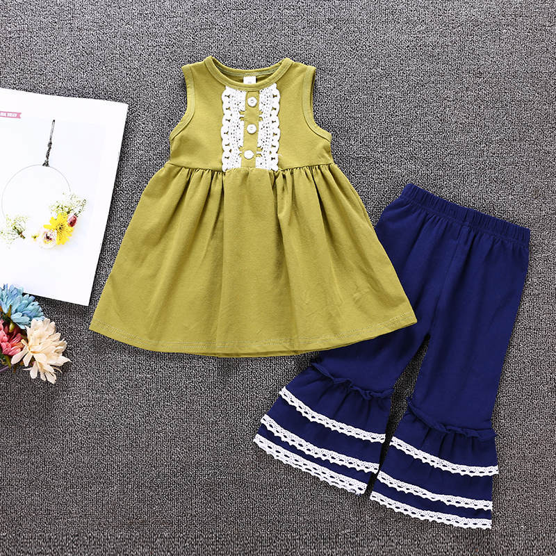 

2pcs Baby Girl Sweet Baby's Sets Dress Pant Infant Toddler Outfit