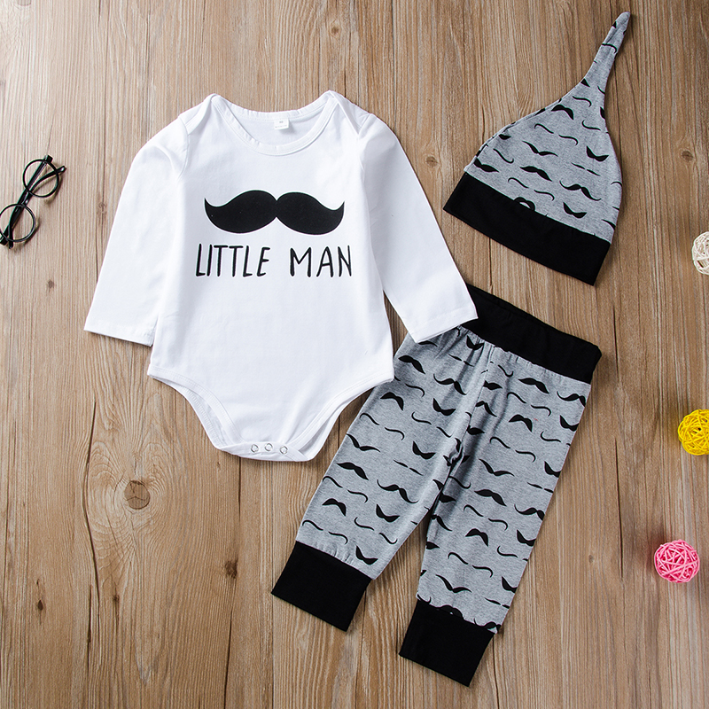 

3pcs Baby Boy casual Baby's Sets Fashion Autumn Long Sleeve Romper Infant Clothing Outfits