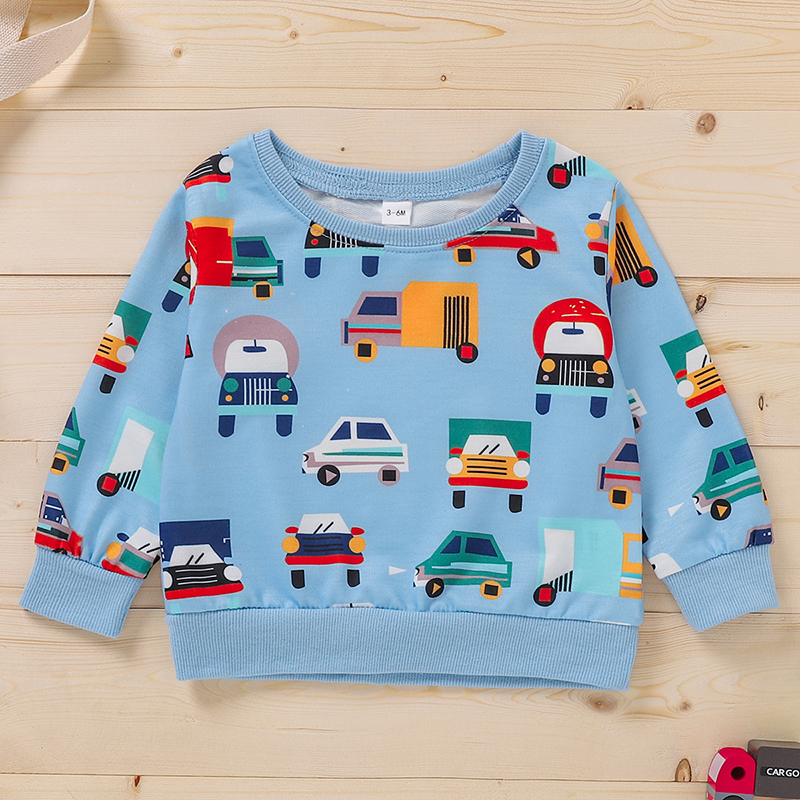 

Baby Boy casual Vehicle Pullovers Cotton Fashion Long Sleeve Infant Clothing Outfits