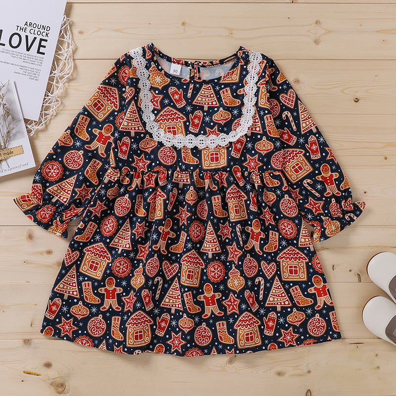 

Baby / Toddler Vintage Christmas Long-sleeve Dress