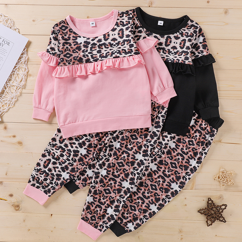 

2-piece Baby / Toddler Leopard Print Ruffled Top and Pants Set