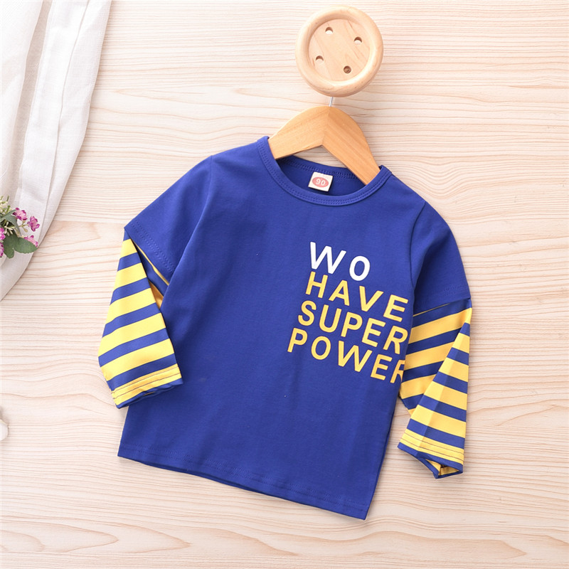 

Baby / Toddler Letter Striped Splice Long-sleeve Tee