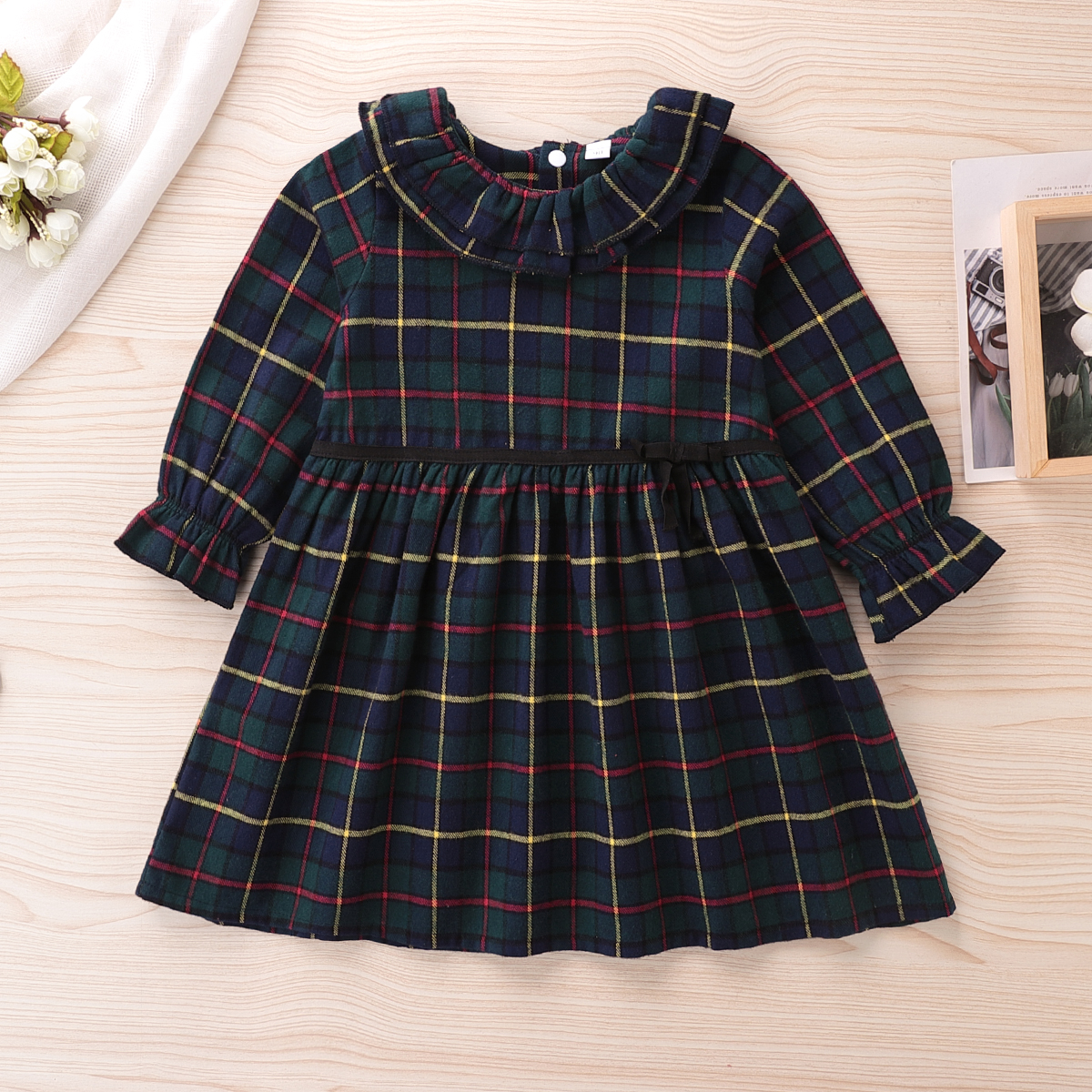 

Baby / Toddler Classic Plaid Flounced Long-sleeve Dress