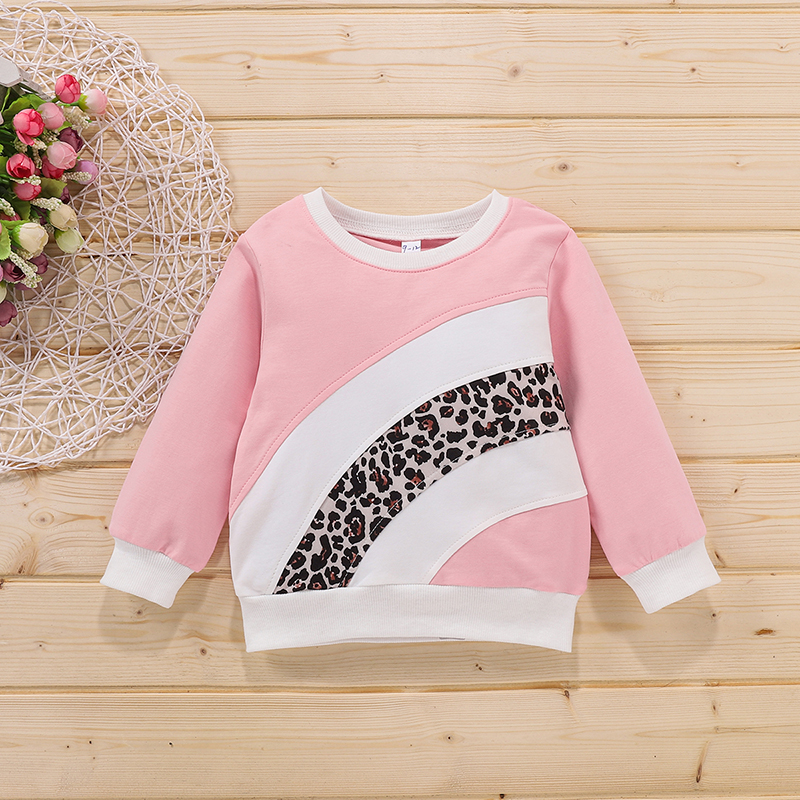 

1pc Baby Girl Long-sleeve Cotton casual Leopard Pullovers & Hoodies