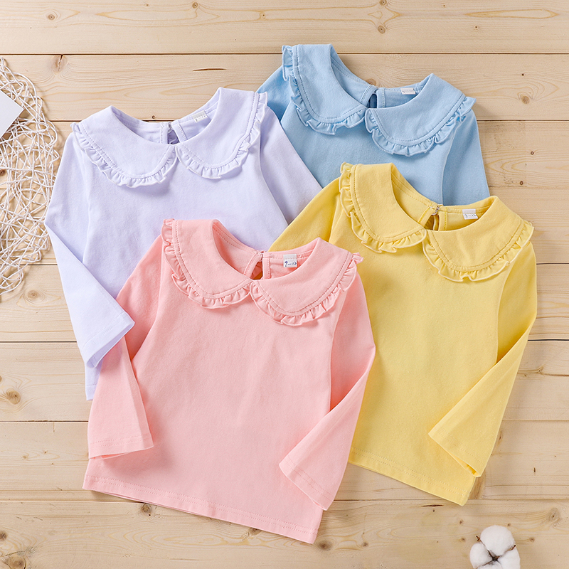 

Baby Girl casual Tee Solid Cotton Fashion Long Sleeve Infant Clothing Outfits