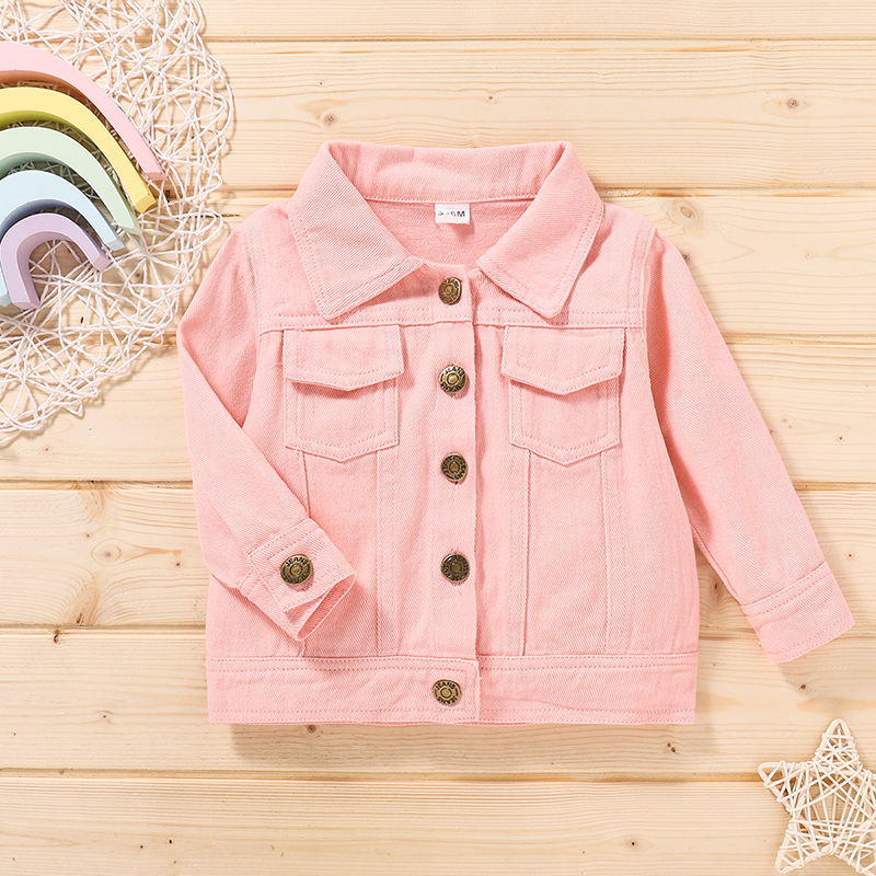 

100% Cotton Solid Long-sleeve Pink Baby Coat