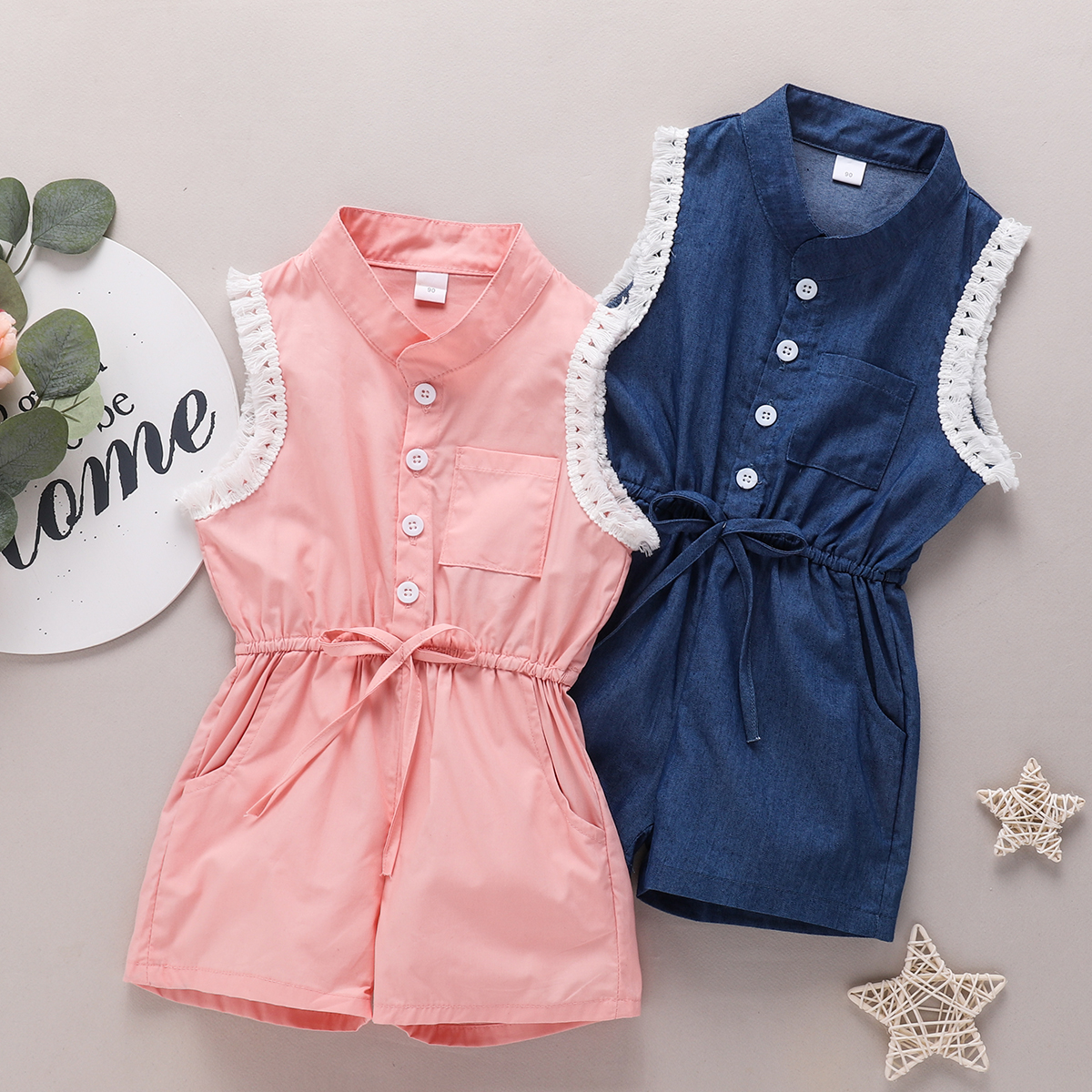 

Baby / Toddler Girl Casual Solid Jumpsuits