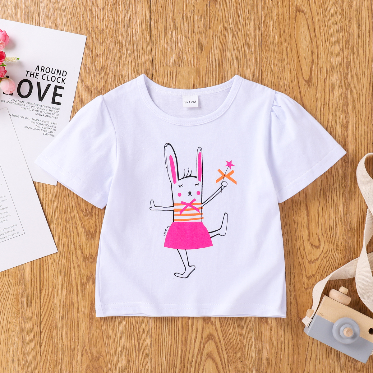 

Baby Girl casual Animal Short-sleeve Cotton Rabbit Tee