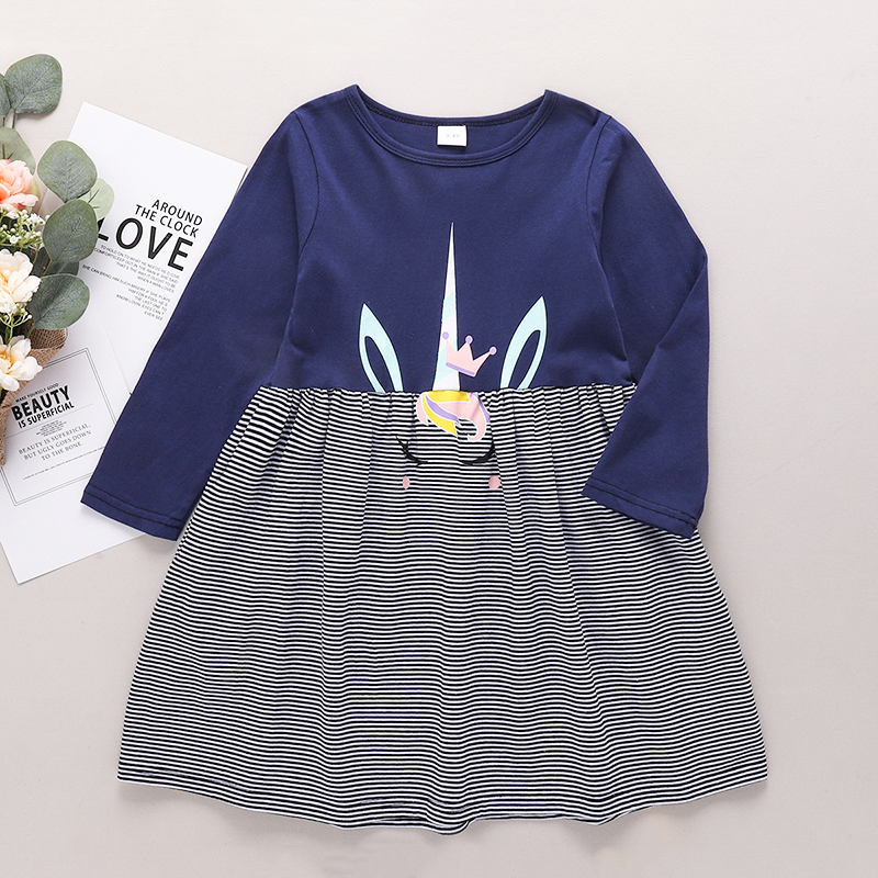 

Baby / Toddler Unicorn Striped Long-sleeve Dress