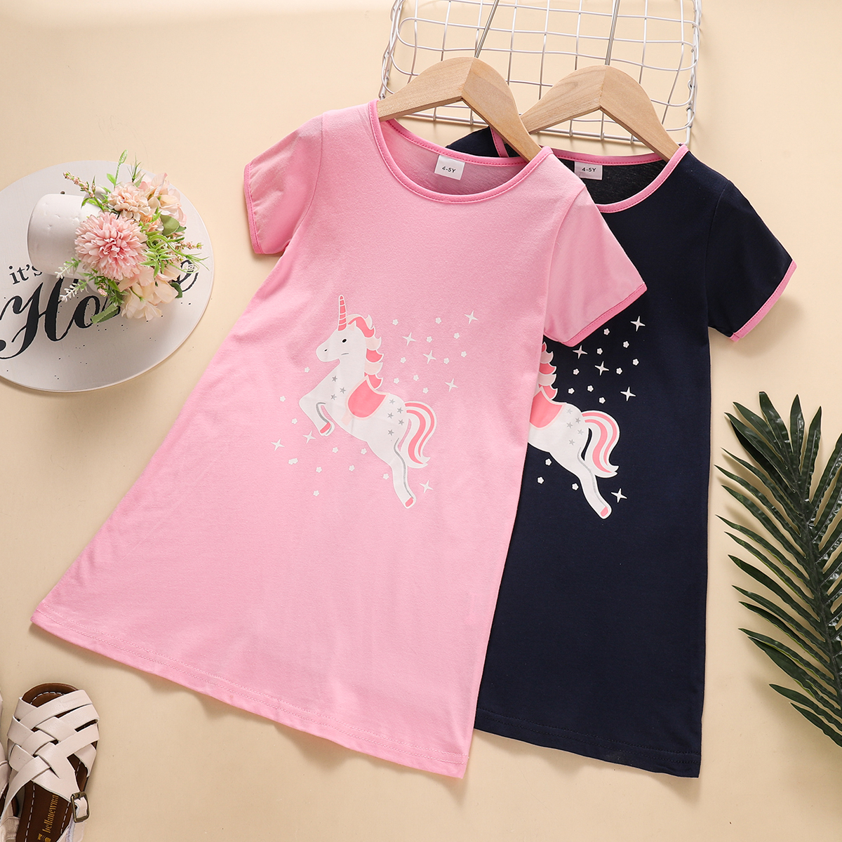 

1 pc Kid Girl Short-sleeve Cotton Sweet A Dress