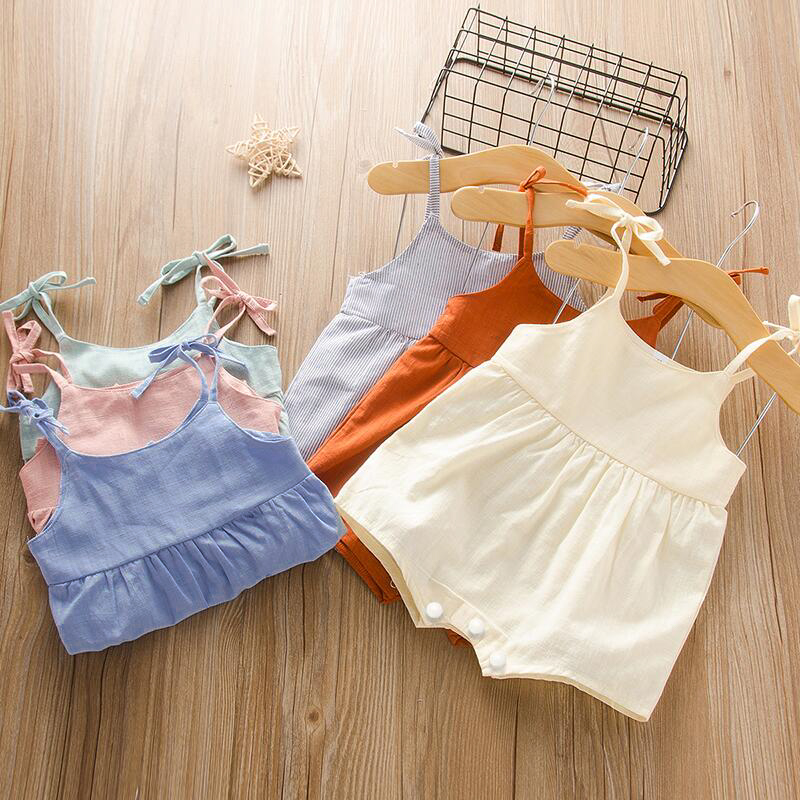 

100% Cotton Solid Sleeveless Baby Romper