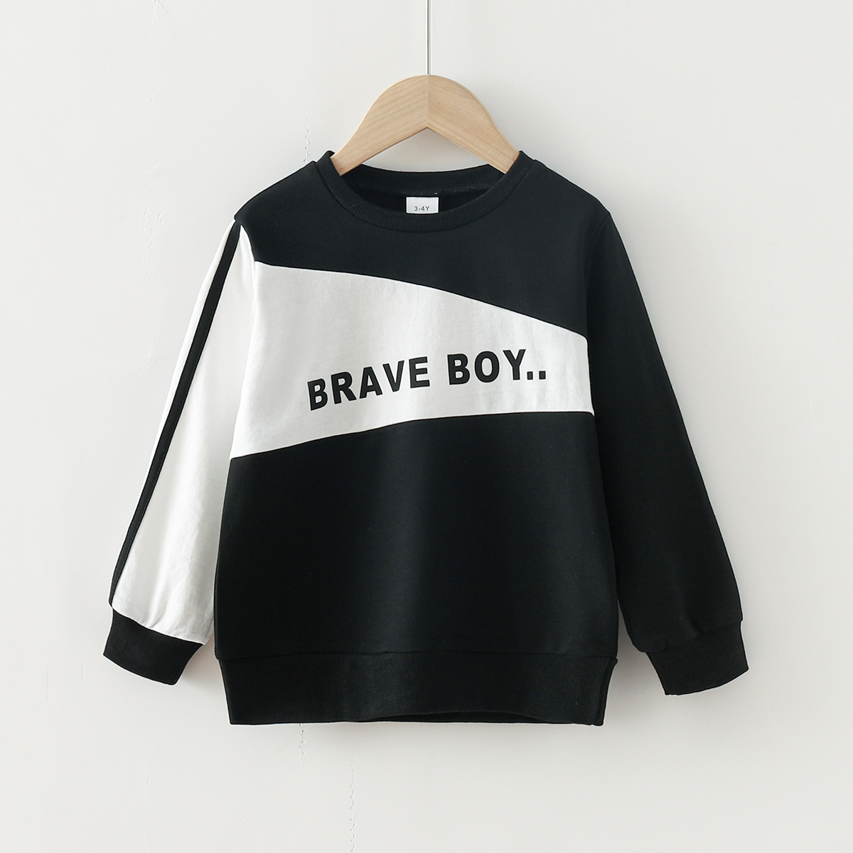 

Toddler Boy Letter Print Colorblock Casual Pullover Sweatshirt