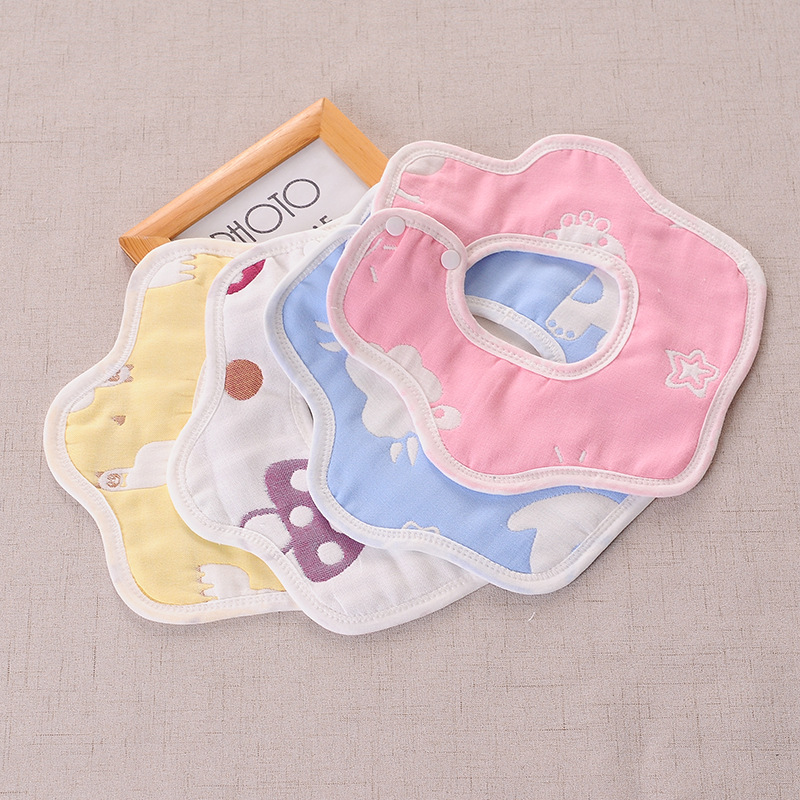 

Cartoon Print Softness Breathable Cotton Baby Rotatable Bibs