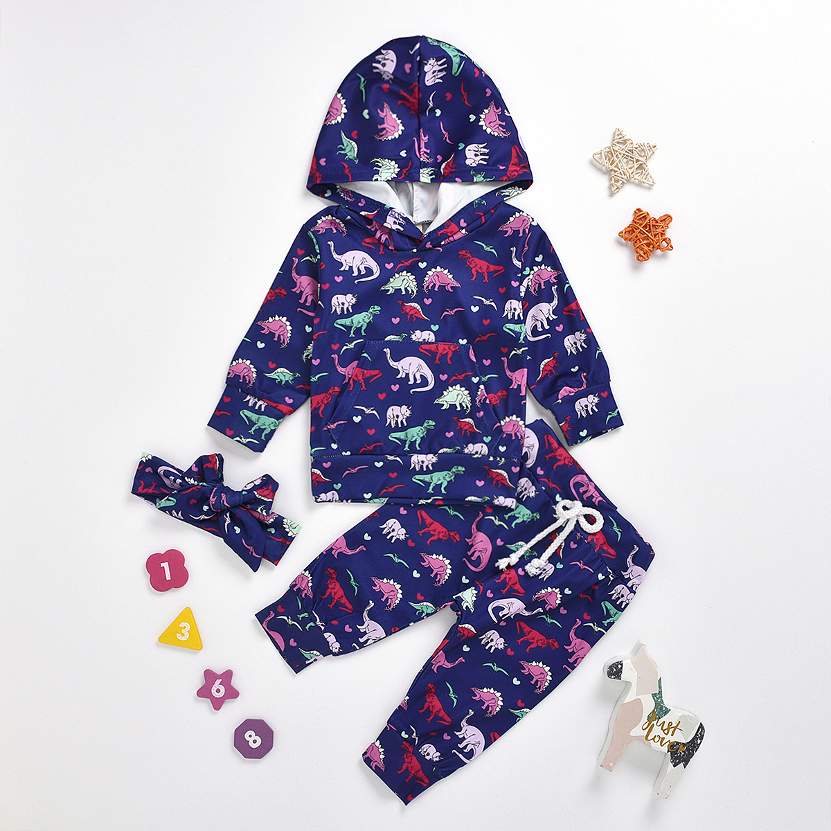

3-piece Fish Scale Print Hoodie and Pants Set