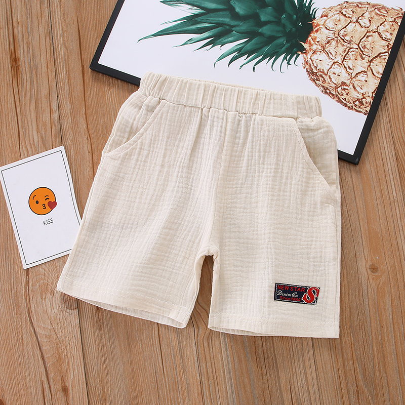 

Toddler Girl/Boy 100% Cotton Letter Embroidery Elasticized Shorts with Pocket