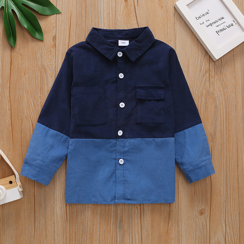 

Toddler Boy Colorblock Button Design Denim Coat Jacket with Pocket