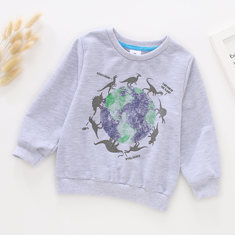 

Toddler Boy 100% Cotton Dinosaur Earth Print Casual Pullover Sweatshirt