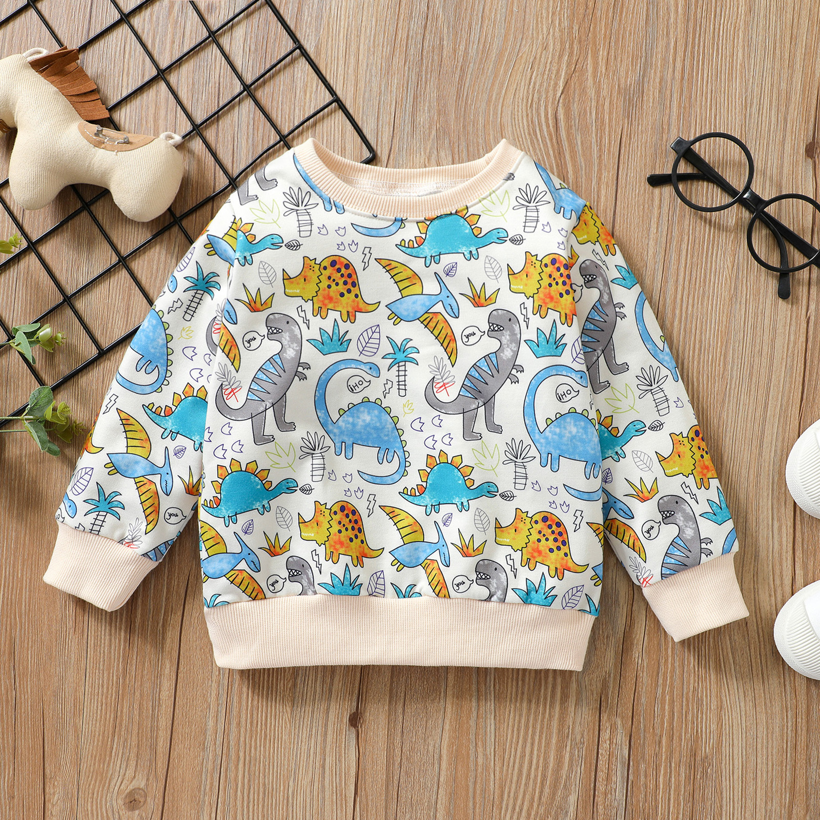 

Toddler Boy Dinosaur Print Casual Pullover Sweatshirt