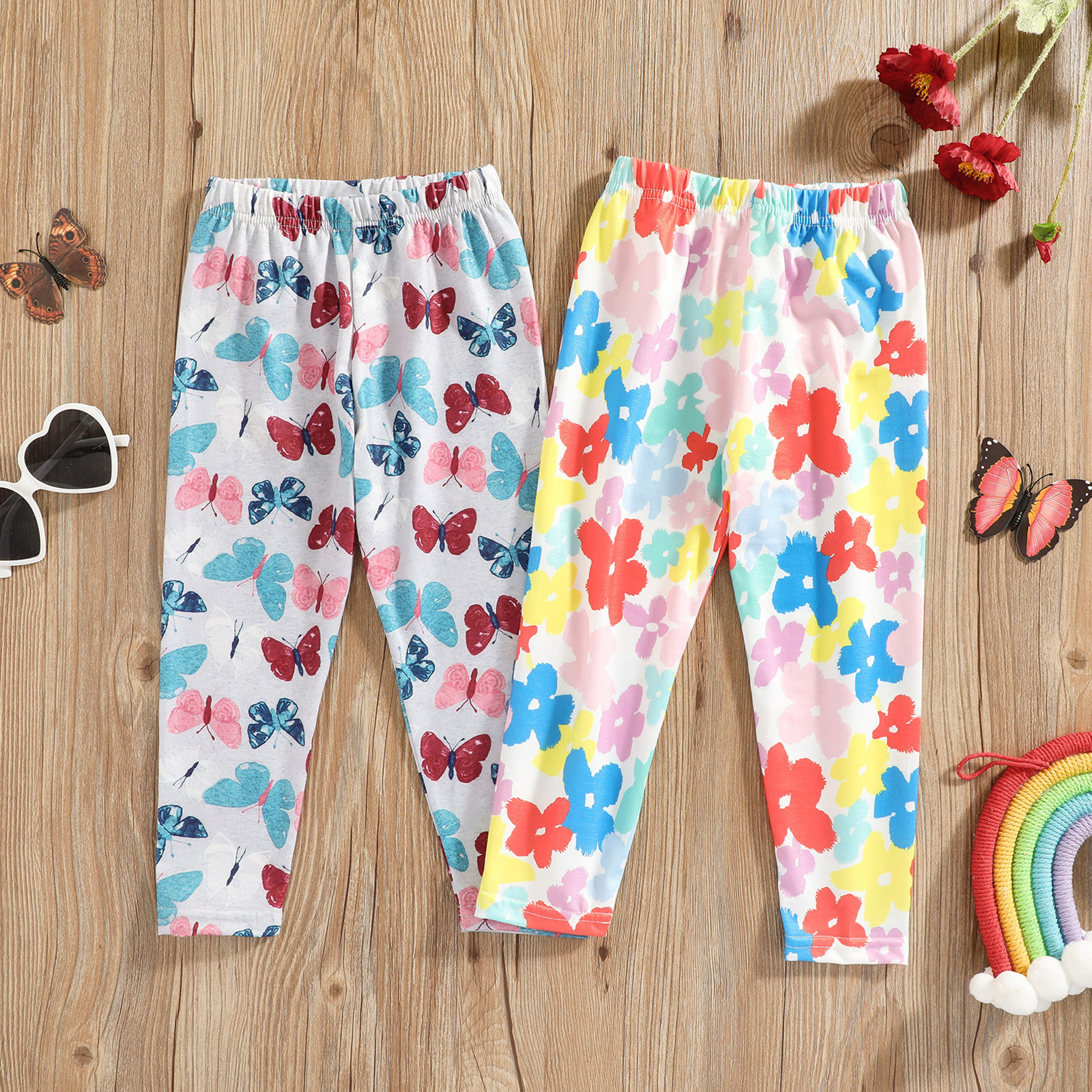 

Toddler Girl Floral/Butterfly Print Elasticized Leggings