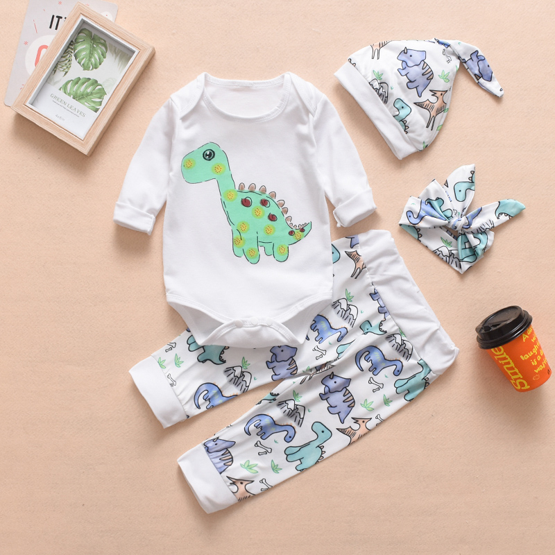 

Dinosaur Printed Long Sleeve One Piece + Printed Trousers