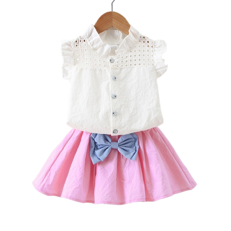

Summer cutout short sleeve shirt skirt suit