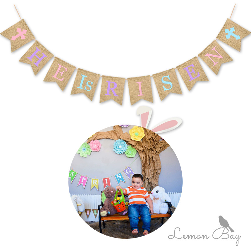 

Easter Party Linen Hanging Flag Home Decor