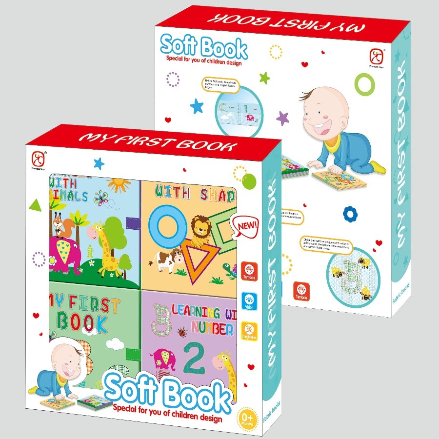 

4-pcs Soft Educational Cloth Book Funny Baby Rattles Toys