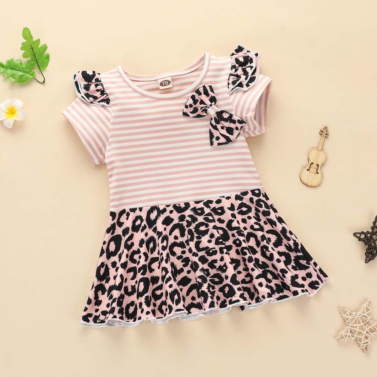 

Baby Stylish Striped Leopard Dress