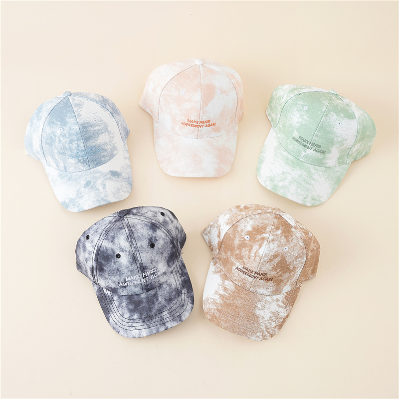 

Stylish Women Tie Dye Cap Letter Embroidered Baseball Cap Female Casual Adjustable Street Outdoor Hat