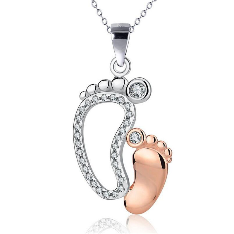 

Mother's Day Silver Baby's Footprints Pendant Necklace Gifts
