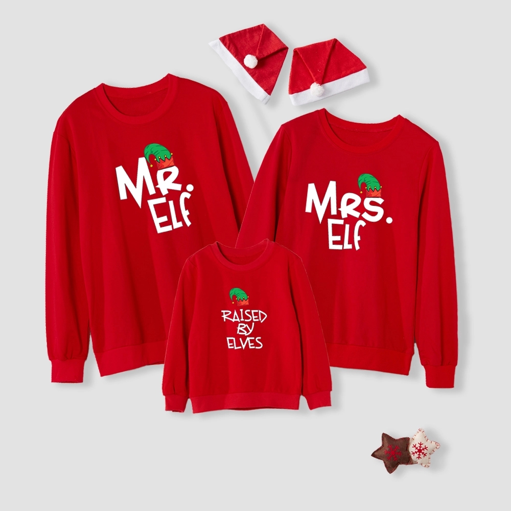 

Merry Christmas Series Cotton Red Family Matching Sweatshirts