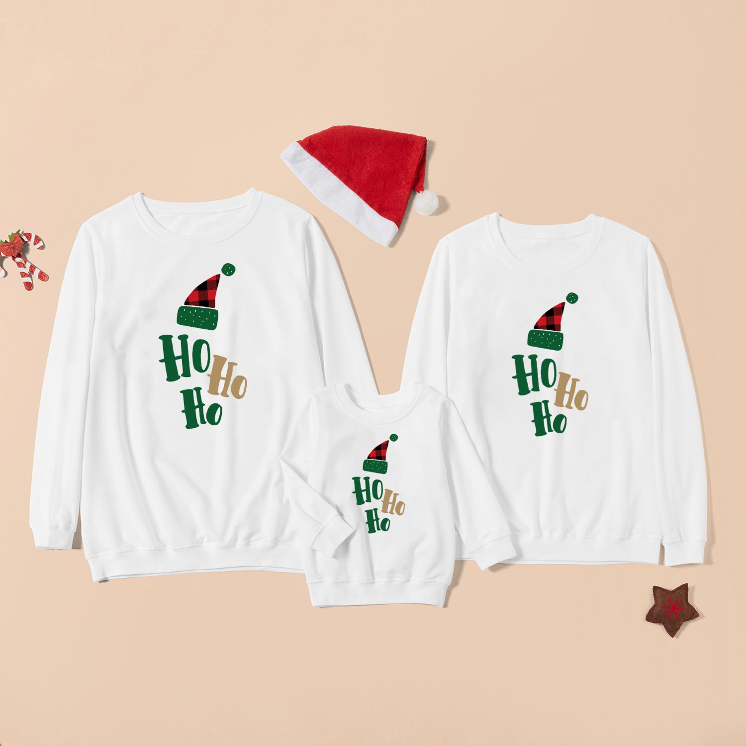 

Merry Christmas Series Letter Print White Cotton Family Matching Sweatshirts