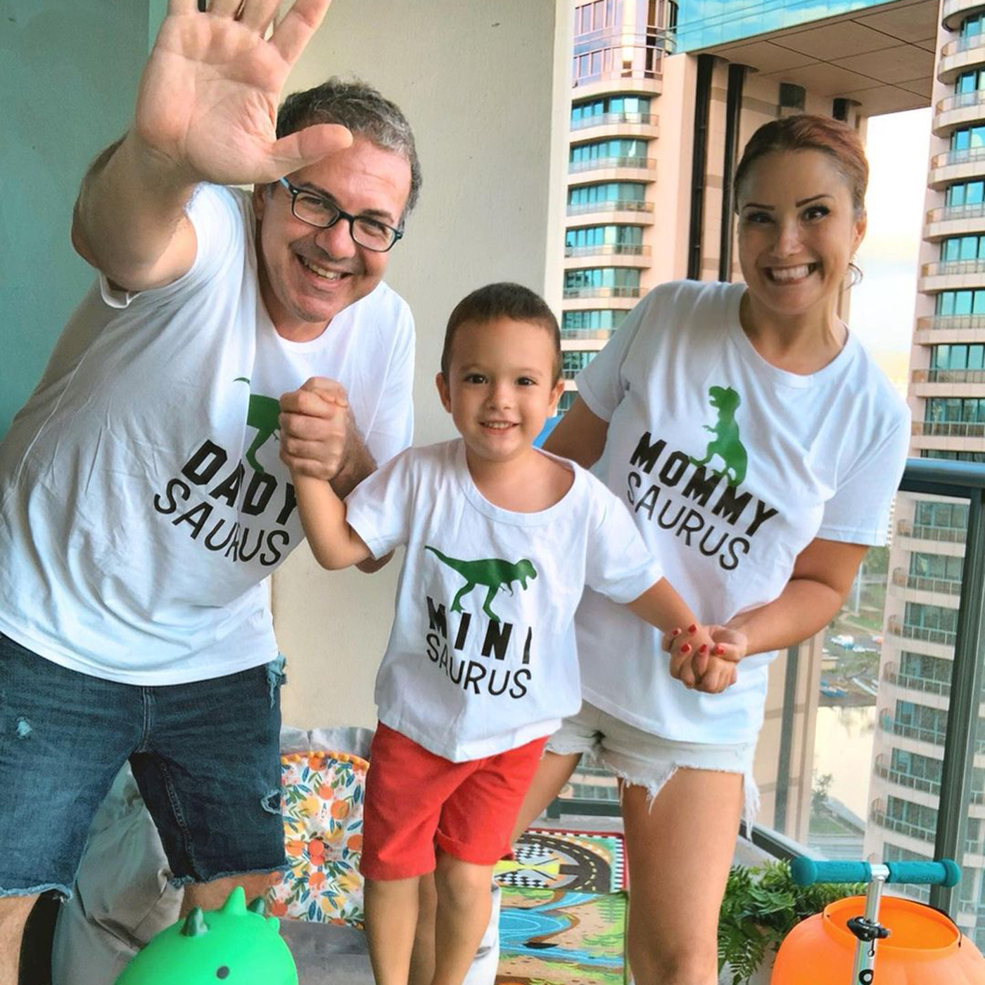 

Dinosaur Print Family Matching White Cotton T-shirts
