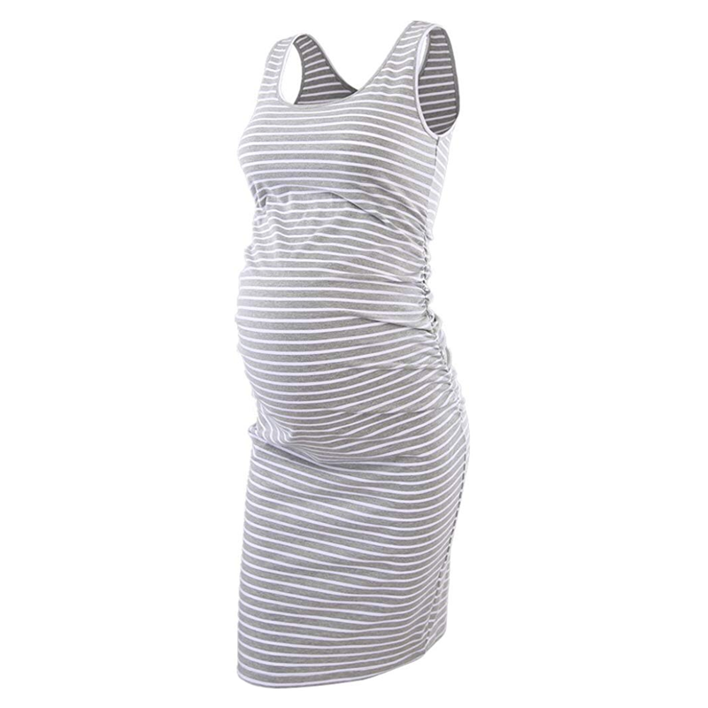 

Maternity Round collar Plain Knee length H Sleeveless Dress